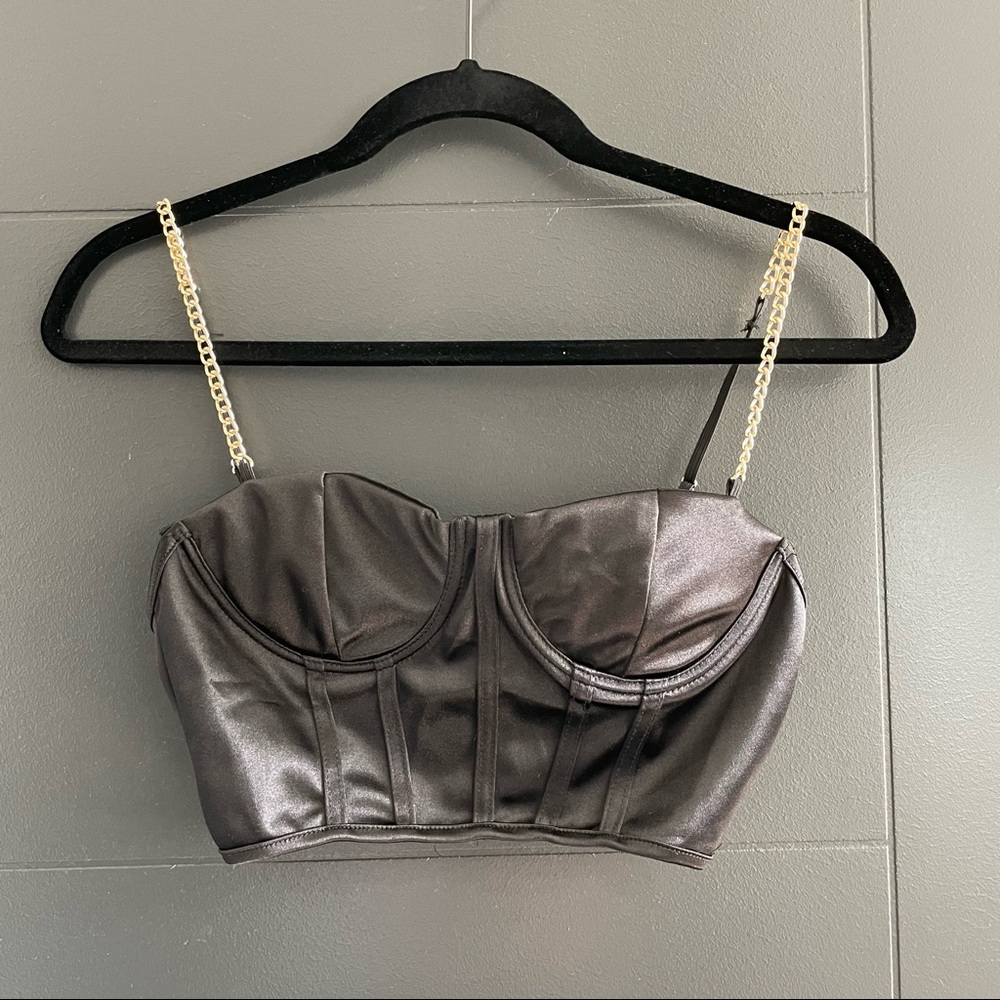 Black chain strap top